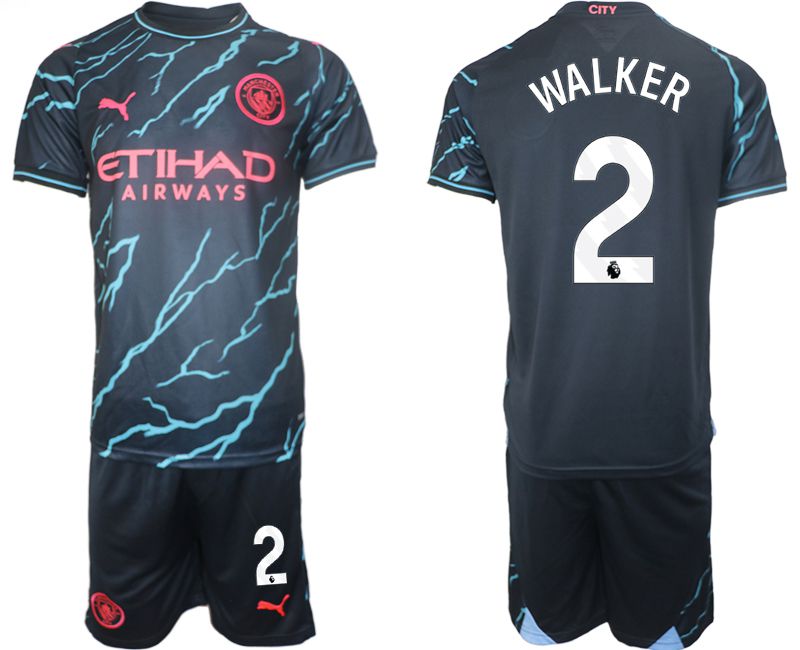 Men 2023-2024 Club Manchester City away blue #2 Soccer Jersey